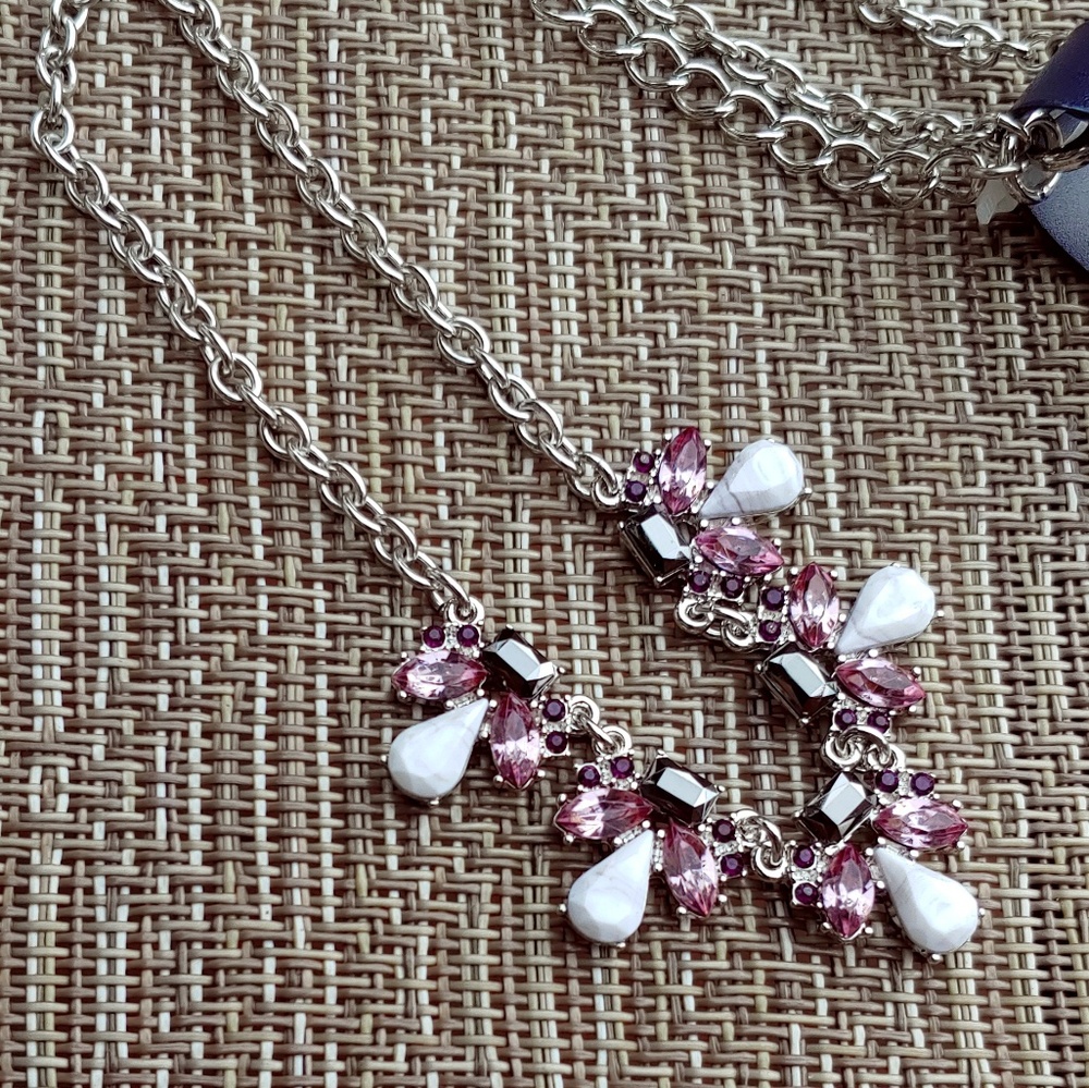 Silver semi precious stone necklace